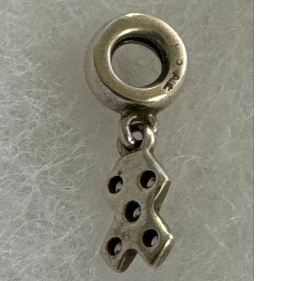 Authentic Pandora 925 ALE Breast Cancer Ribbon Pink & Silver Charm 790314PCZ - Picture 2 of 2